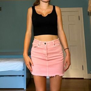 pink jean skirt